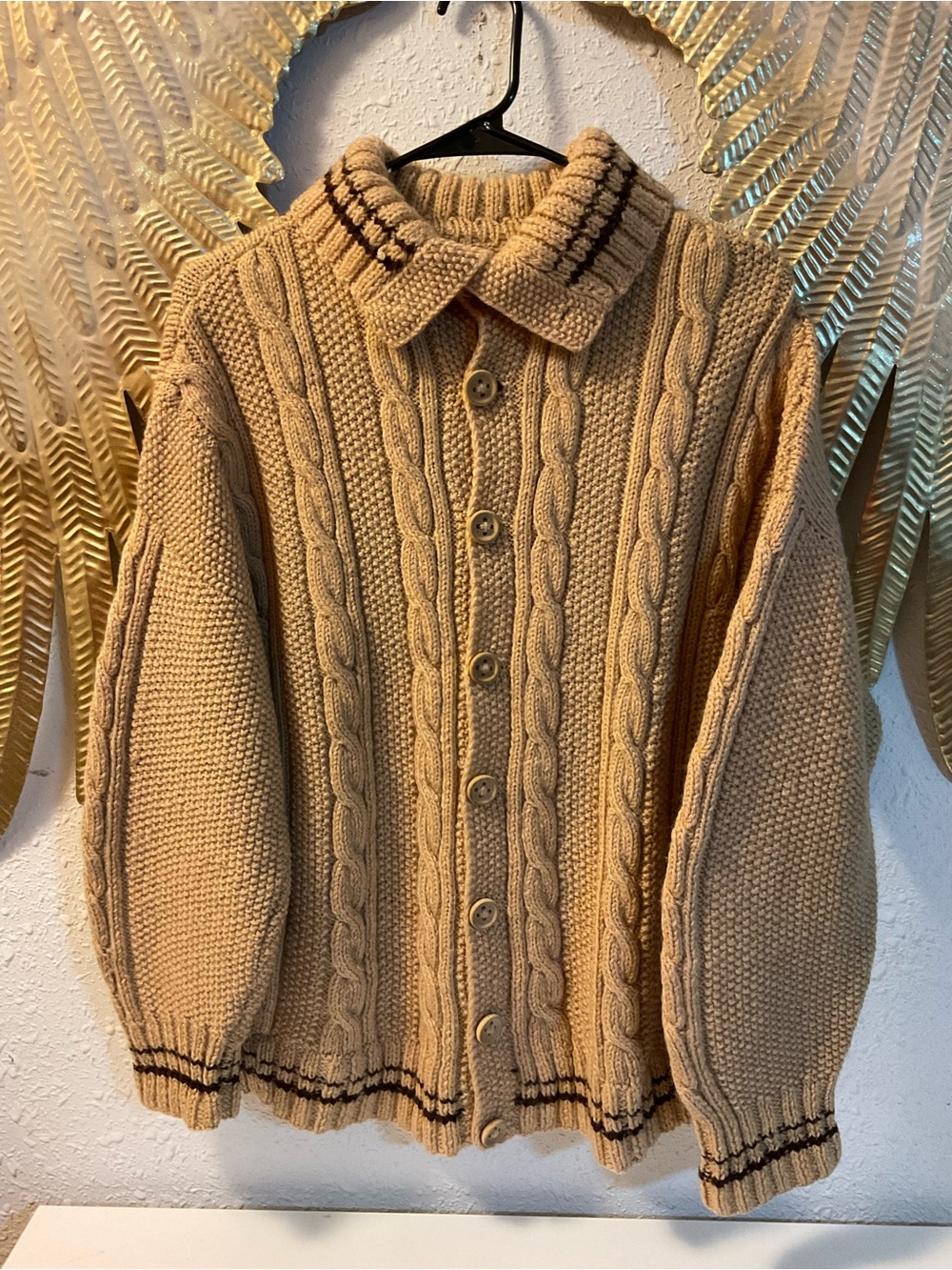 Vintage Grandpa sweater Fisherman knit Mens grandpacore Lodge Cabincore